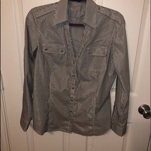 Express stripped metallic finish blouse
